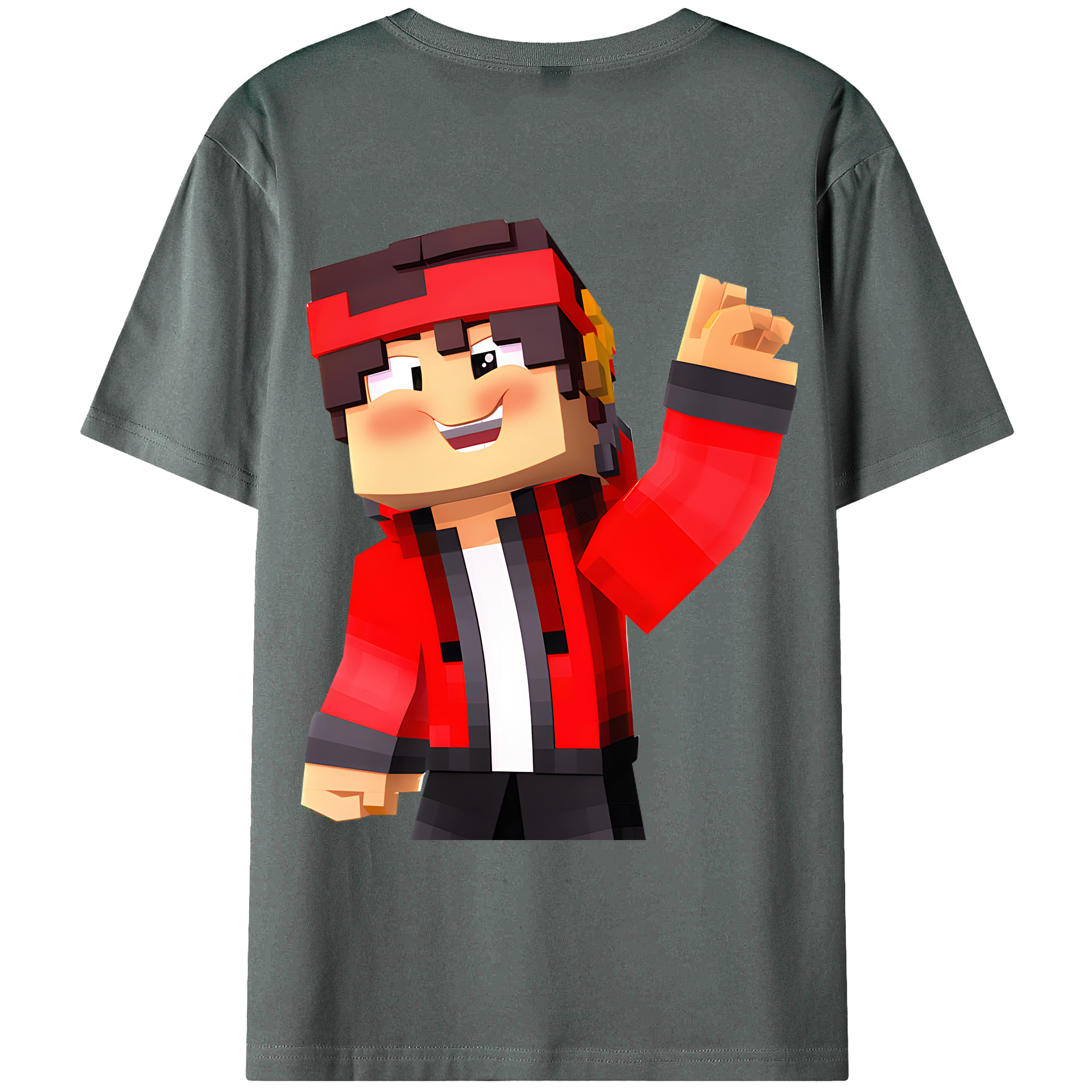 （画像用） マインクラフト ブロックの世界 Minecraft MC Block world 綿100％ メンズ半袖Tシャツ（バックプリント） 通気性